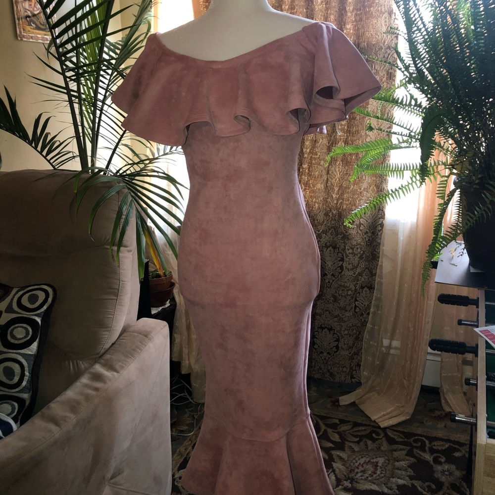 Fashion nova suede pink dress